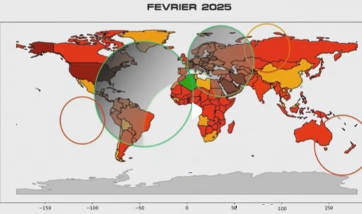 Carte du monde — Février 2025