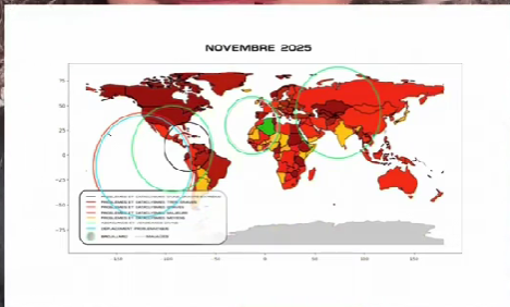 Carte du monde — Novembre 2025